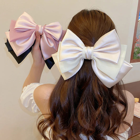 1 PC Bowknot Hair Clips Women Girls Soft Satin Hair Accessories for girls.