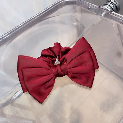 2pcs French Retro Silk Bow Hair Scrunchies for Girls.
