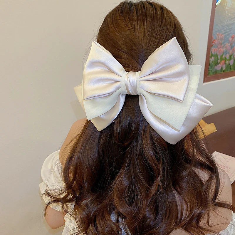 1 PC Bowknot Hair Clips Women Girls Soft Satin Hair Accessories for girls.
