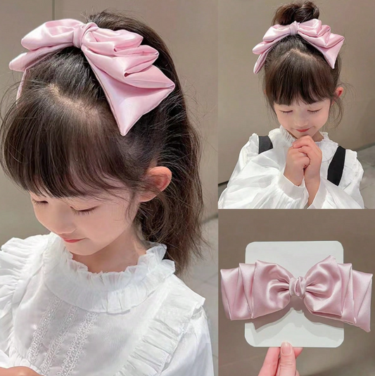 1pc Princess-style Pink Three-layered Bowknot Hair Clip.