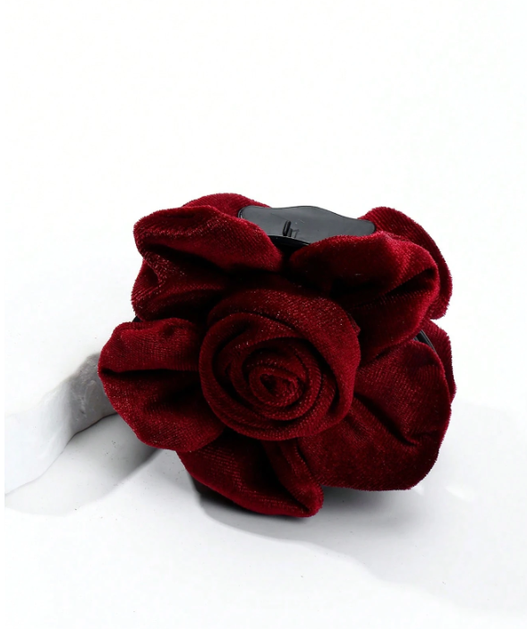 Velvet Large Mesh Rose Flower Hair Clip.