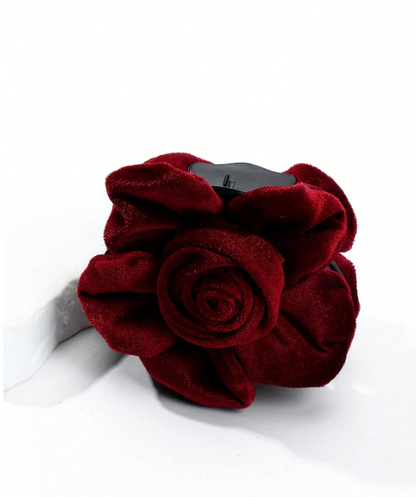 Velvet Large Mesh Rose Flower Hair Clip.