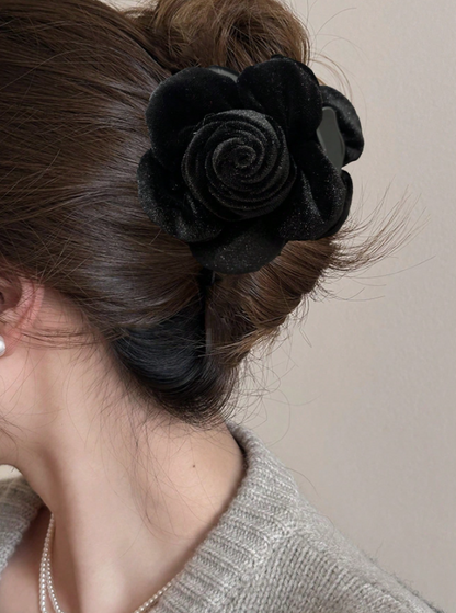 Velvet Large Mesh Rose Flower Hair Clip.