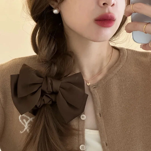 2pcs French Retro Silk Bow Hair Scrunchies for Girls.
