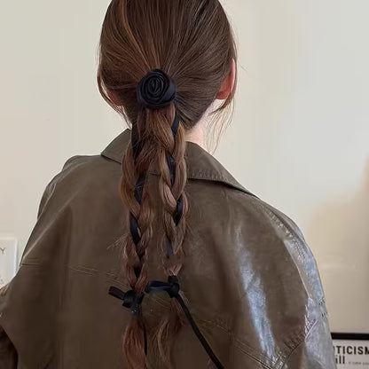 Rose Flower Hair Tie Scrunchie Ribbon, Suitable for Daily and Outdoor Use.