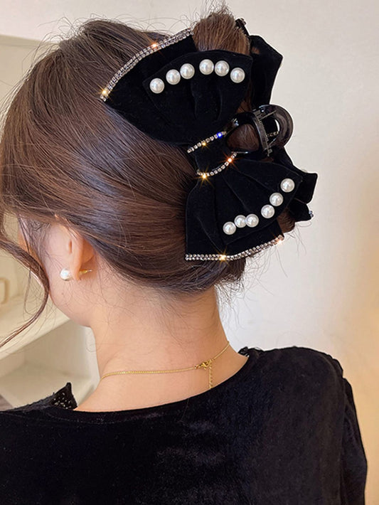 Faux Pearl Decor Hair Claw.