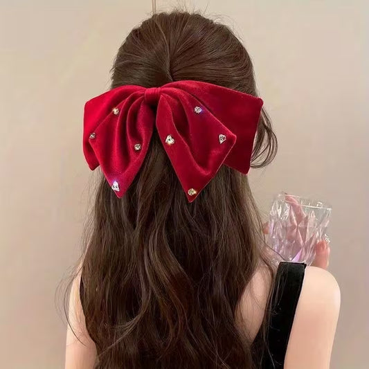 Velvet Butterfly Hair Clip, Vintage Elegant Back-of-Head Hair Accessory.