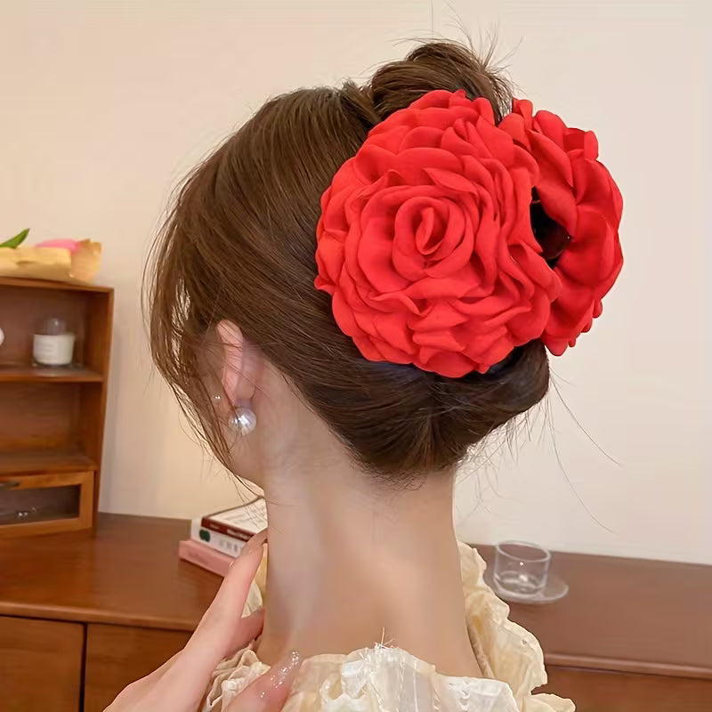 Rose Flower Hair Clips for Women - Elegant Floral Design, Soft and Comfortable Grip