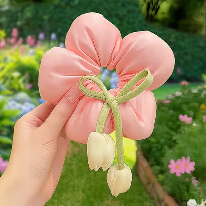 Sweet Tassel Flower Hairband Tulip Hair Scrunchies.