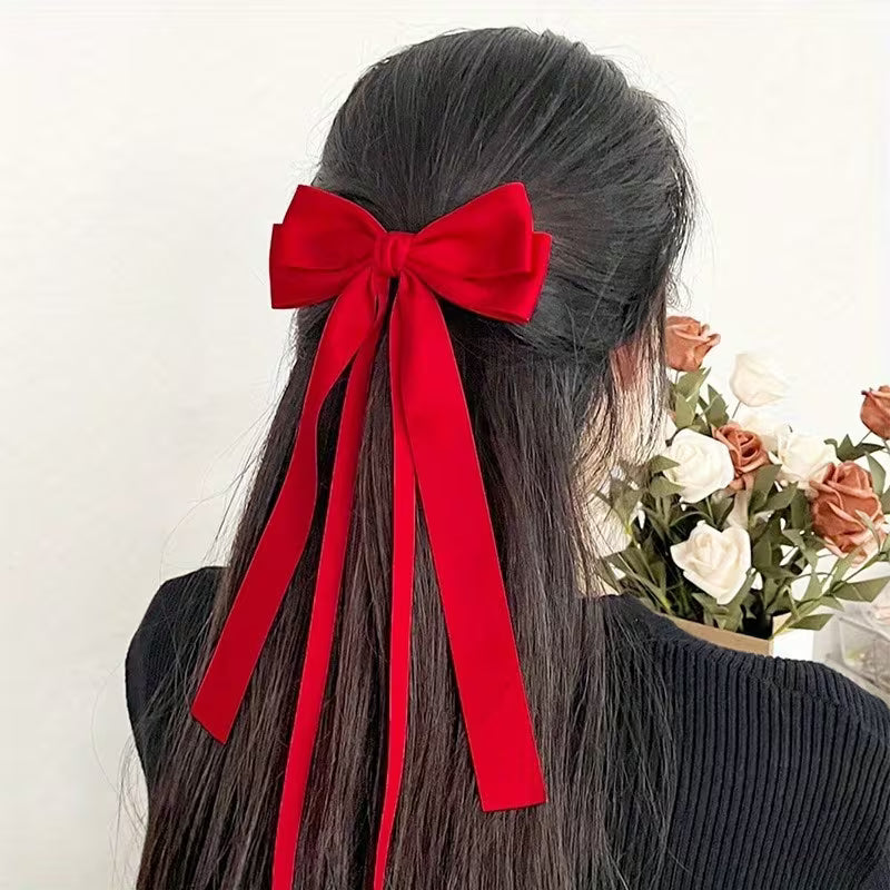 6PCS New Satin Bow Hair Clips, Trendy Minimalist European-Style Hairpins, Cute 's Hair Accessories