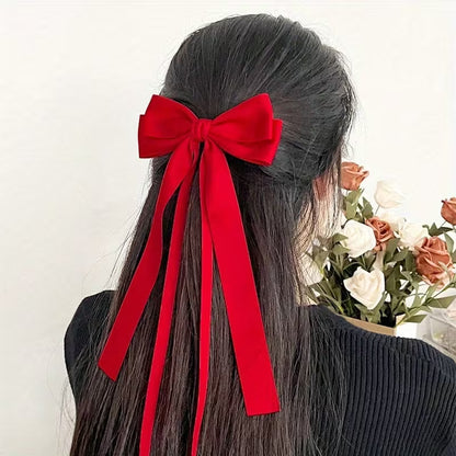 6PCS New Satin Bow Hair Clips, Trendy Minimalist European-Style Hairpins, Cute 's Hair Accessories