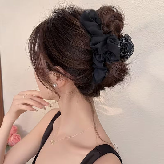 Hold Hair Claw Clip with Netted Shank for Braids, Ponytails, Buns.