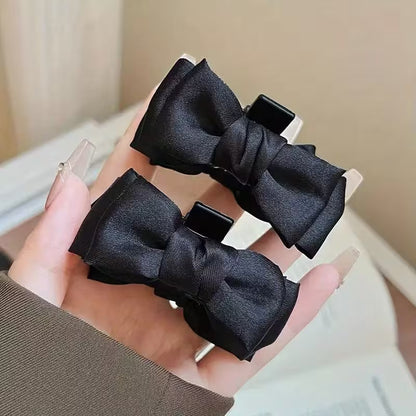 2pcs Women'S Black Bow Hair Clips, Stylish And Sweet Cute Style.