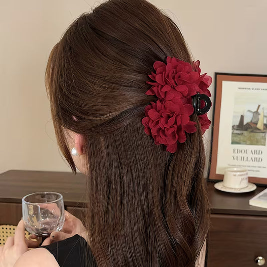 1pc Elegant Camellia Flower Bun Hair Claw.