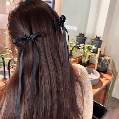 2pcs Vintage Bowknot Hair Ties with Ribbon- Elegant Hair Accessories for girls.