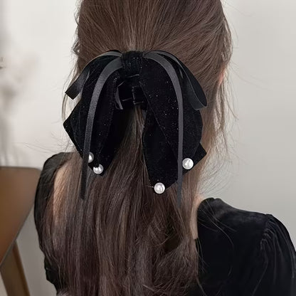 French Vintage Velvet Bow Hair Clip.