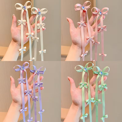 2pcs Purple Polyester Hair Bows Ribbon Bowknot Hair Barrettes clip for girls.