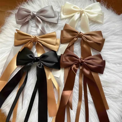 6PCS New Satin Bow Hair Clips, Trendy Minimalist European-Style Hairpins, Cute 's Hair Accessories