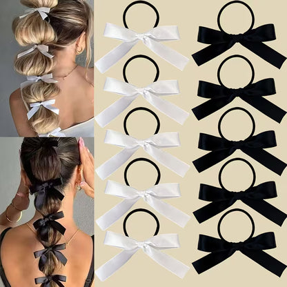 10pcs Girl's Fashion Cute Bow Hair Ties, Perfect for Daily Use.