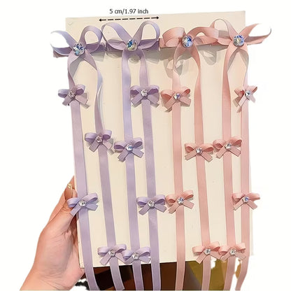 2pcs Purple Polyester Hair Bows Ribbon Bowknot Hair Barrettes clip for girls.