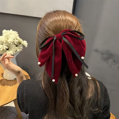 French Vintage Velvet Bow Hair Clip.