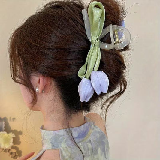 A Sweet, Stylish, And Elegant Tulip Flower Hair Clip.