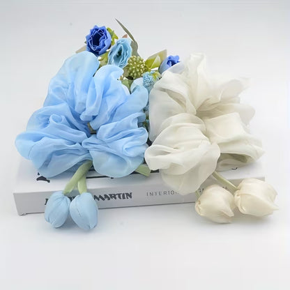 5 Pcs Super Elegant Flower Hair Ties, New Summer Hair Bands, Stylish Hair Elastics Scrunchies