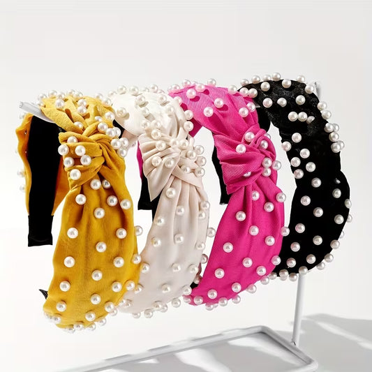 Elegant Faux Pearl Decorative Head Band For Girls.