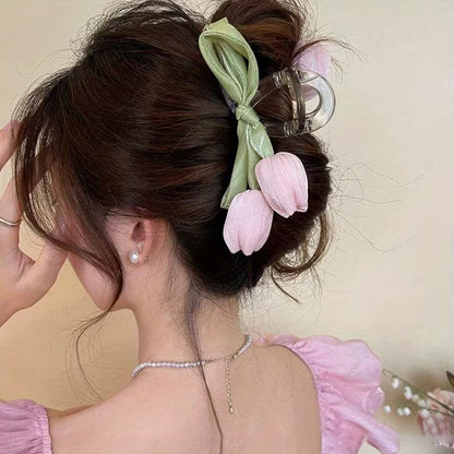 A Sweet, Stylish, And Elegant Tulip Flower Hair Clip.