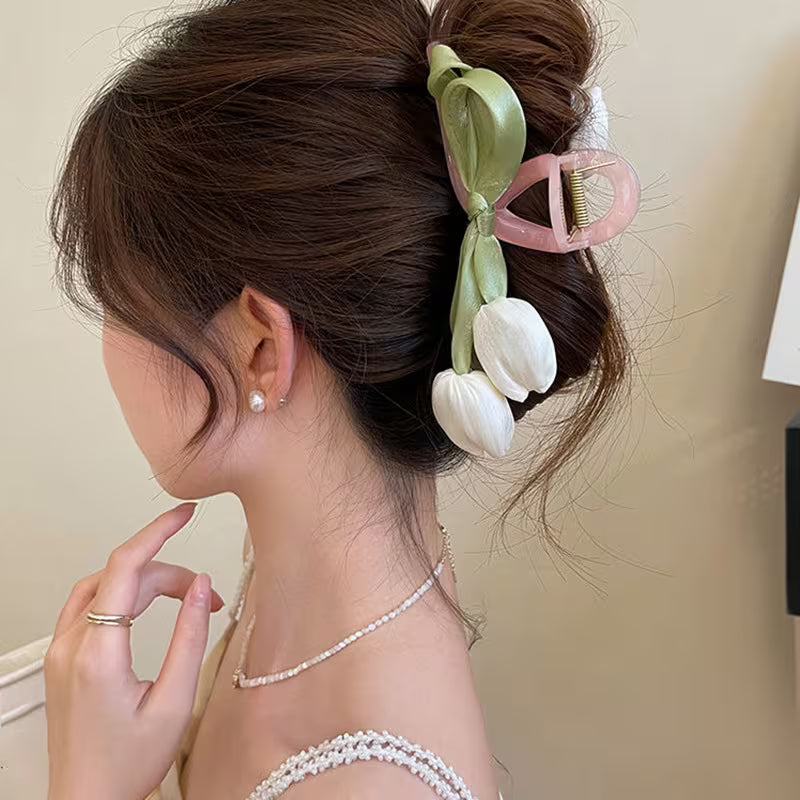 A Sweet, Stylish, And Elegant Tulip Flower Hair Clip.