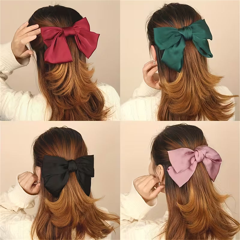 6pcs Spring and Summer Sweet Temperament Fabric Bow Hair Clip.
