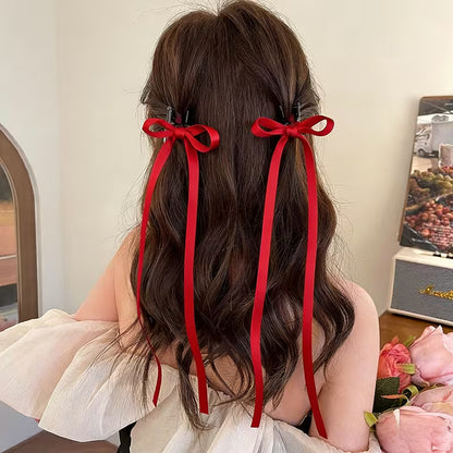2pcs Vintage Bowknot Hair Ties with Ribbon- Elegant Hair Accessories for girls.