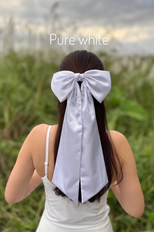 Silk Long Hair Bow Clip For Girls Hair Accessories .