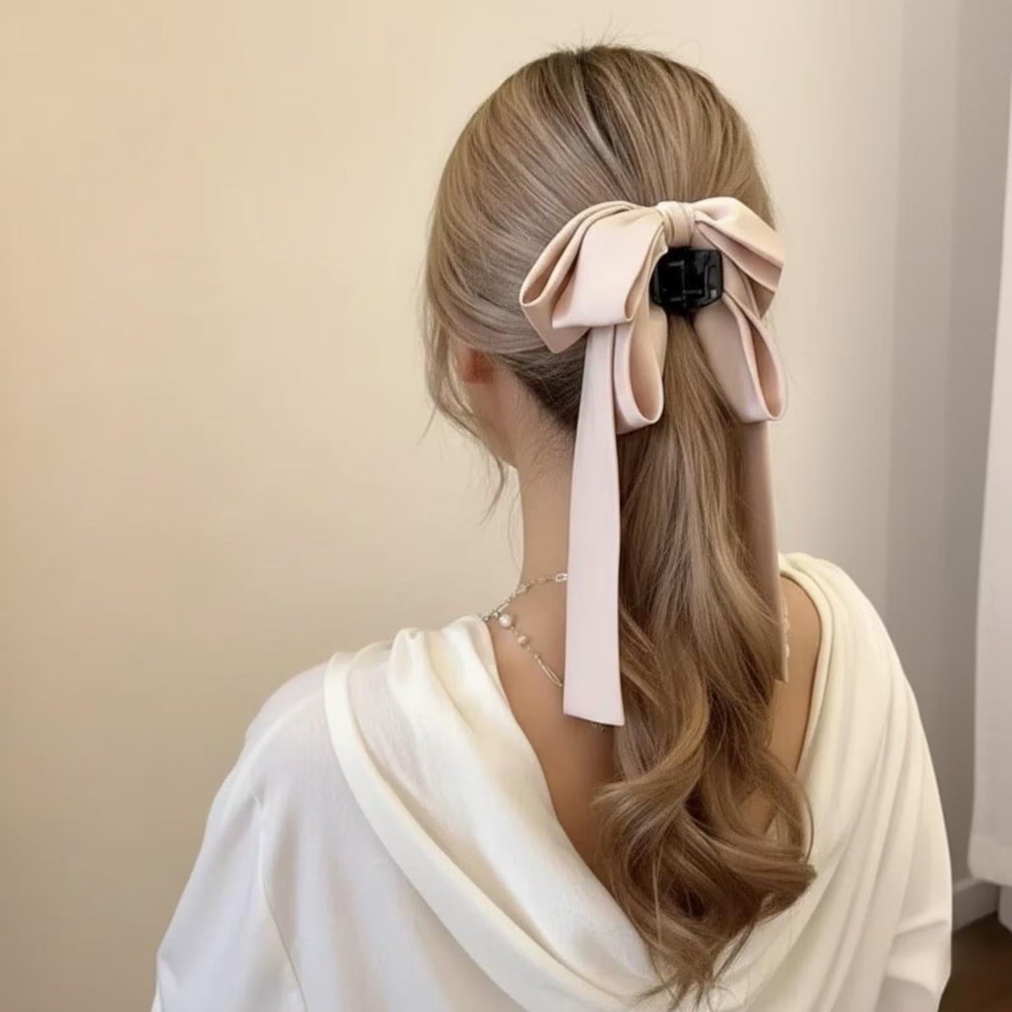 Elegant Satin Bow Hair Claw Clip.