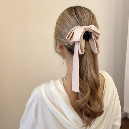 Elegant Satin Bow Hair Claw Clip.