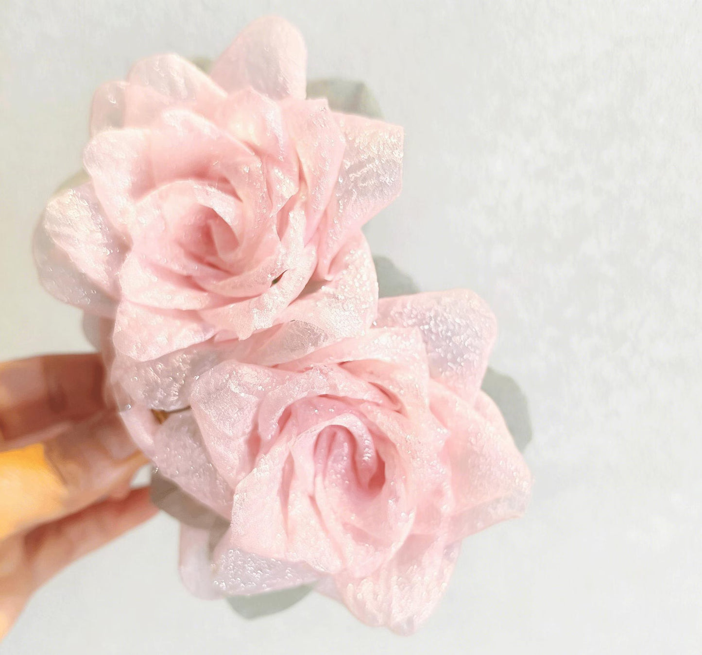 Rose Hair Claw, Handmade Double Flower Hair Clip.
