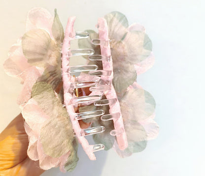 Rose Hair Claw, Handmade Double Flower Hair Clip.