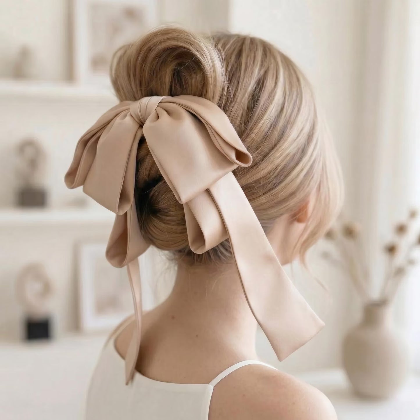 Elegant Satin Bow Hair Claw Clip.