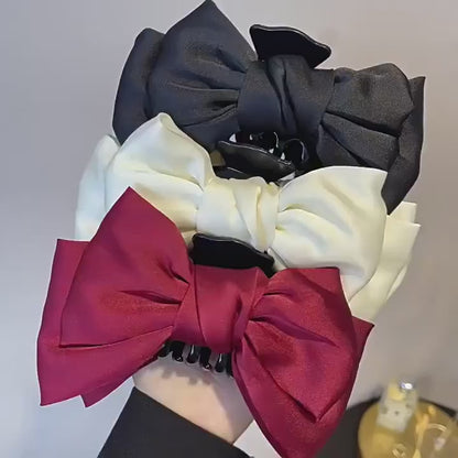 Oversized Bow Hair Additions for Ladies Silk Hair Claw.