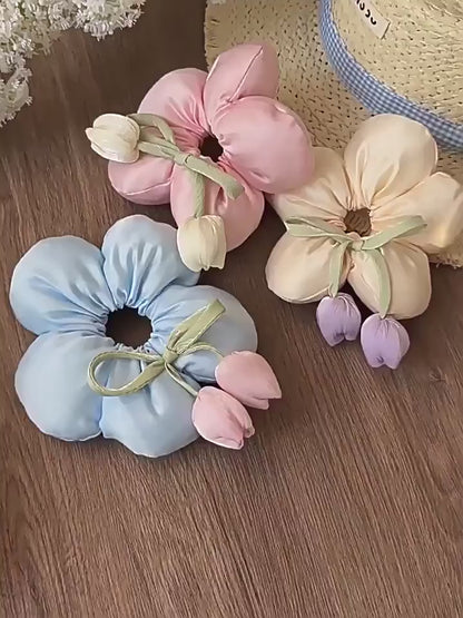 Sweet Tassel Flower Hairband Tulip Hair Scrunchies.