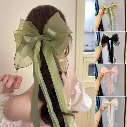 Multi-layer Ribbon Hair Clip Yarn Bow Barrette Large Size.
