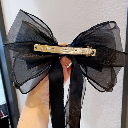 Multi-layer Ribbon Hair Clip Yarn Bow Barrette Large Size.