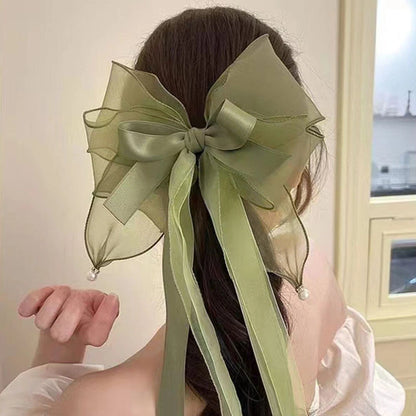 Multi-layer Ribbon Hair Clip Yarn Bow Barrette Large Size.